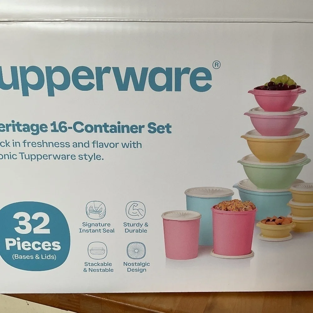 New with box Tupperware Heritage Collection 32 Piece Food Storage Container Set